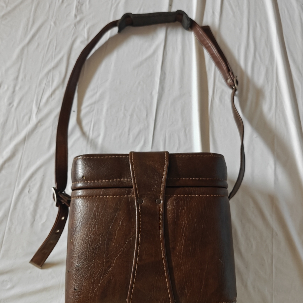 Vintage Brown Faux Leather Case with Buckle Strap Camera  Storage Case - Picture 8 of 15